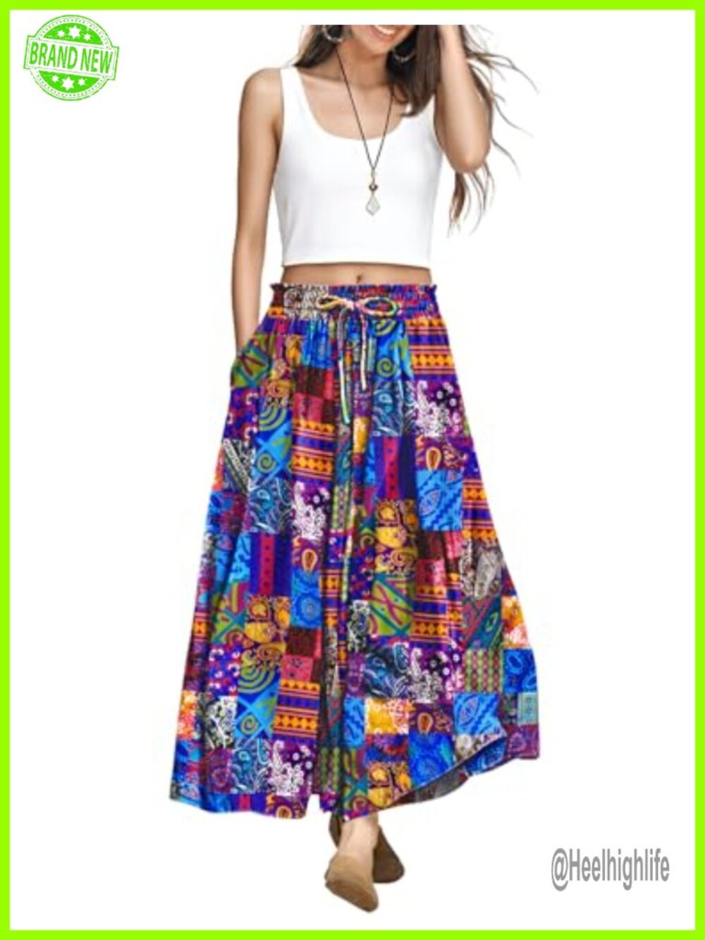 Wide Leg Palazzo Pants High Waisted Flowy Crop Trousers with Pockets